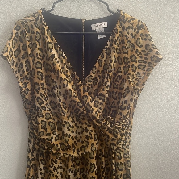 Carmen Marc Valvo Leopard Print Dress - Picture 2 of 5